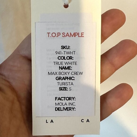 NWT MATE the Label White Organic Cotton "Turista" Max Boxy Crew Shirt - S - Picture 6 of 9